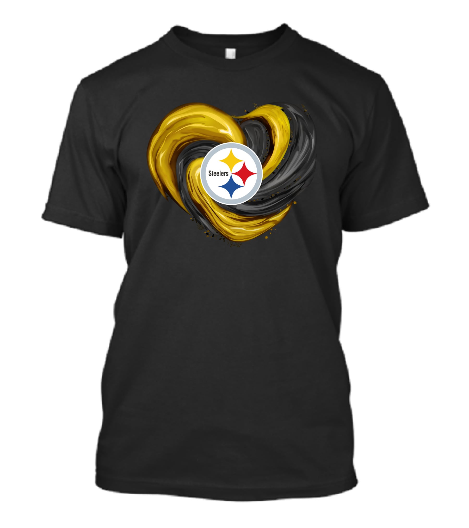 Steelers Tornado Heart Black And Gold Swirl T-Shirt