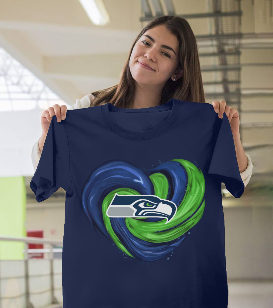 Seattle Seahawks Heart Logo Tornado T-Shirt