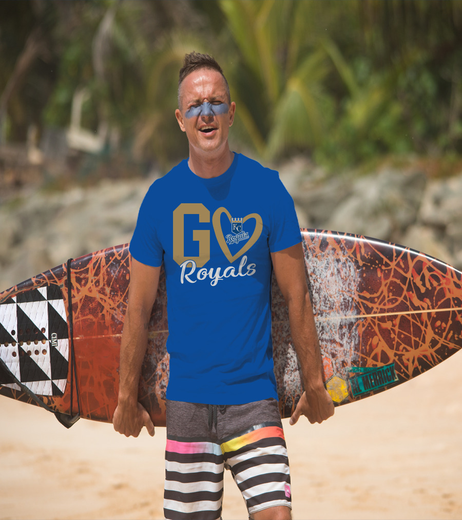 Go Royals KC Heart Crown Logo Royals T-Shirt
