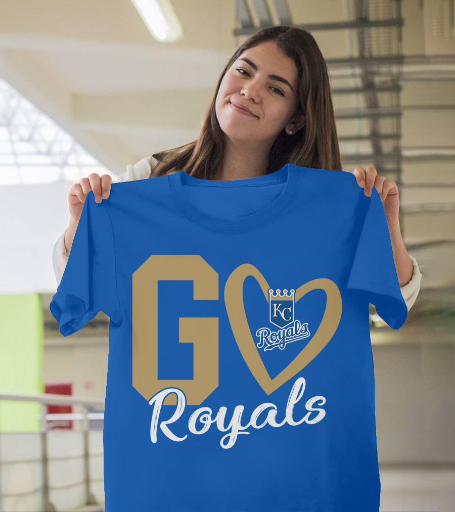 Go Royals KC Heart Crown Logo Royals T-Shirt