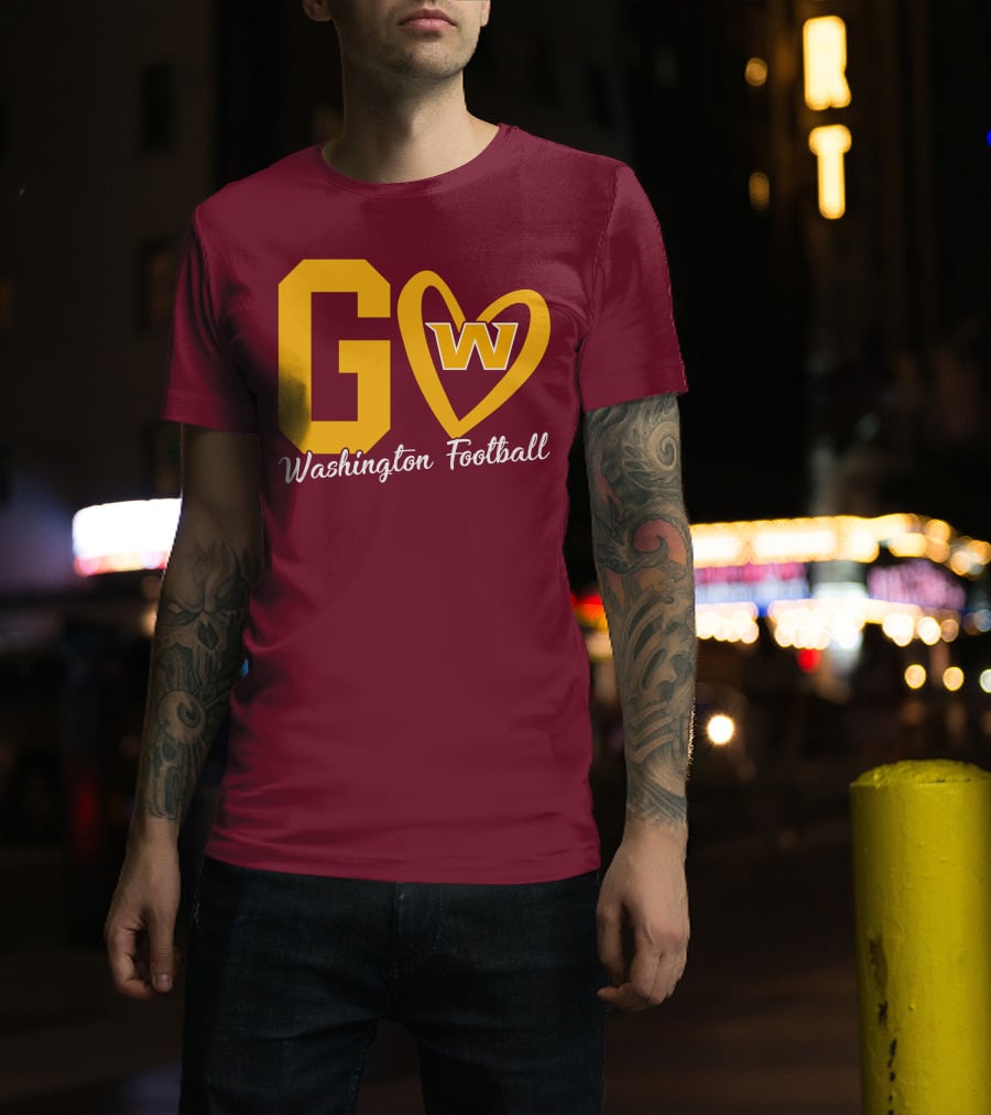 Go W Washington Football Team Heart T-Shirt