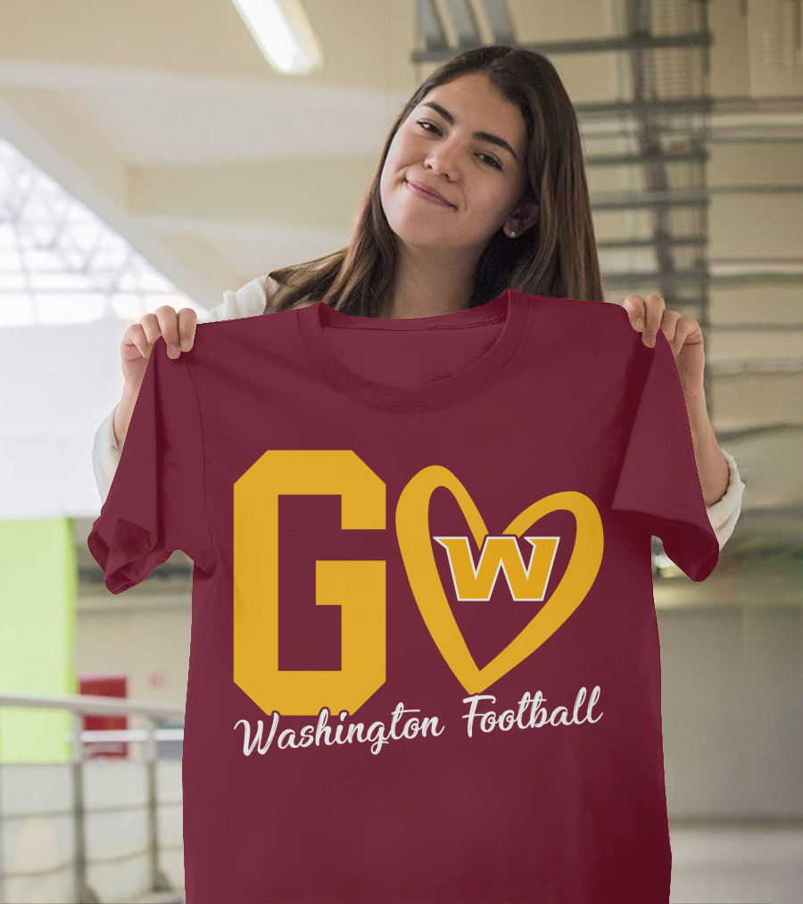 Go W Washington Football Team Heart T-Shirt