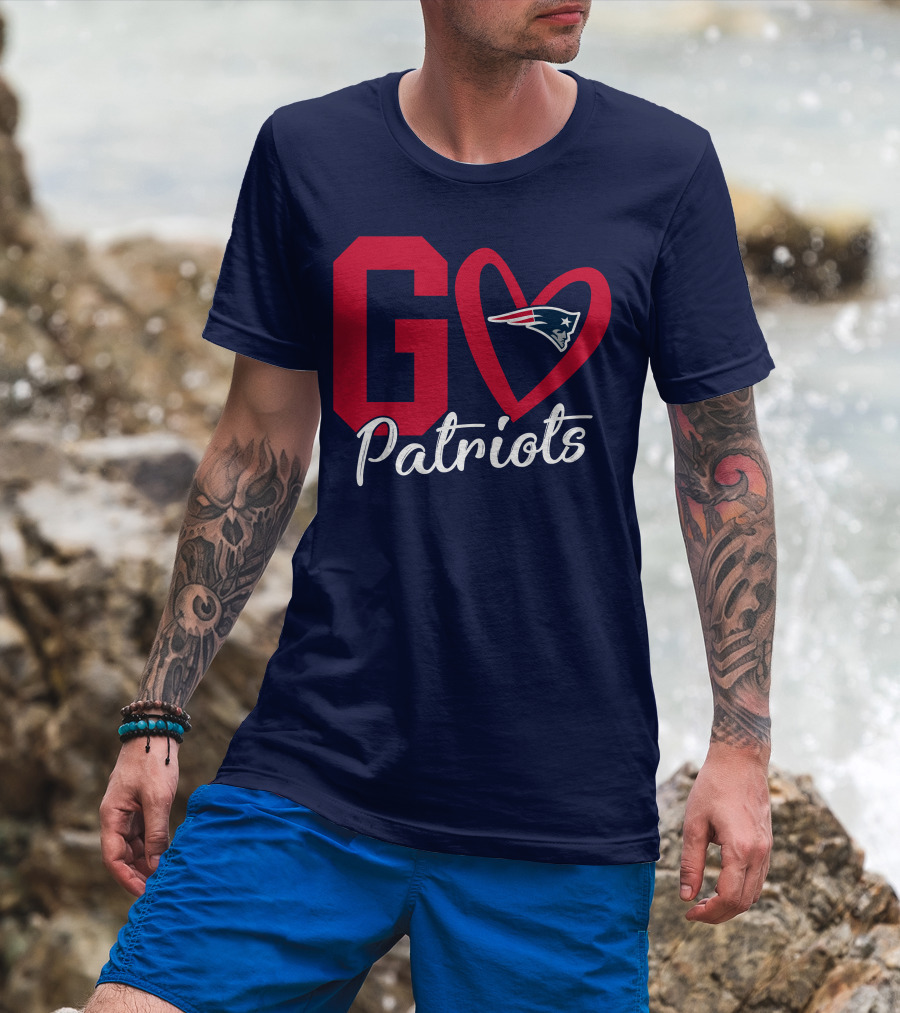 Go Patriots New England Patriots Logo Heart T-Shirt