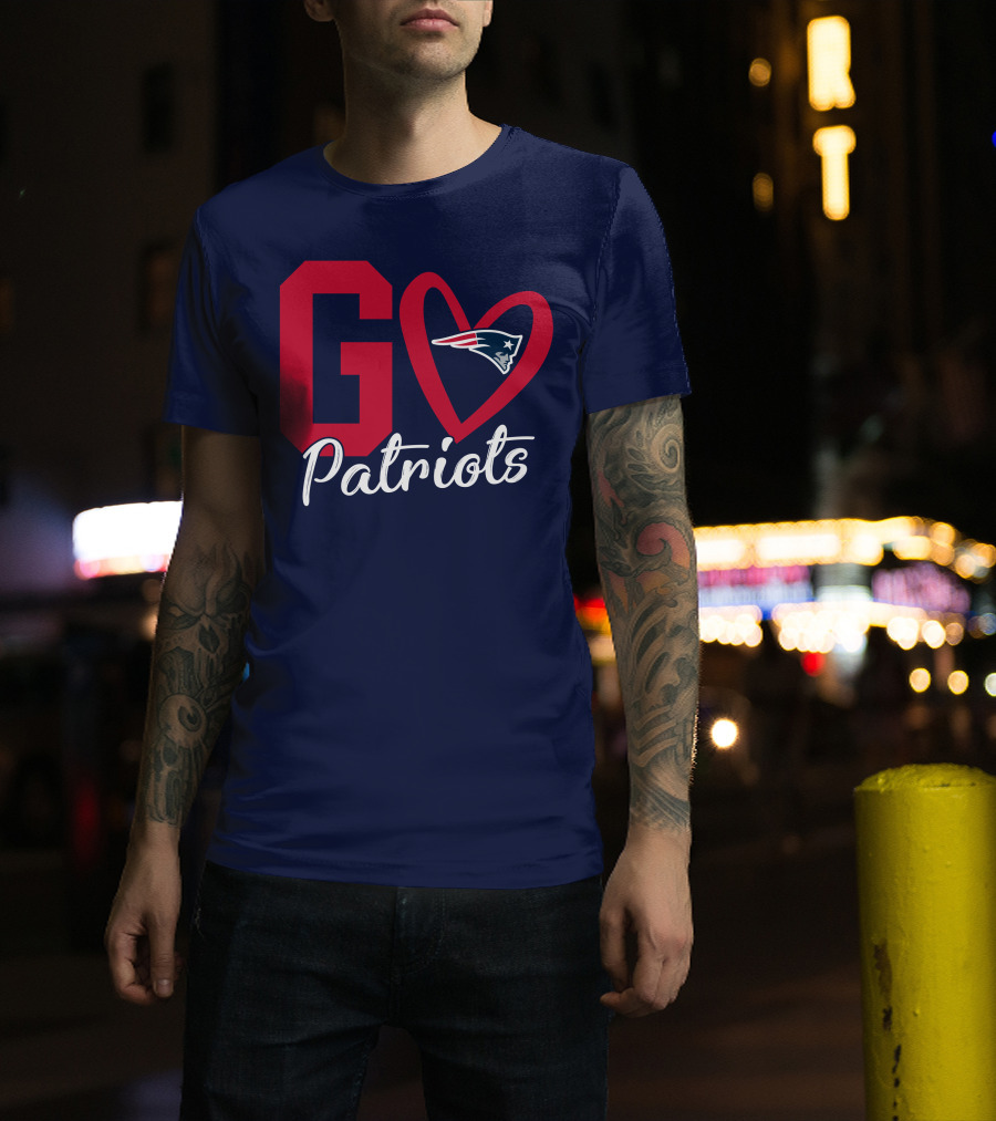 Go Patriots New England Patriots Logo Heart T-Shirt