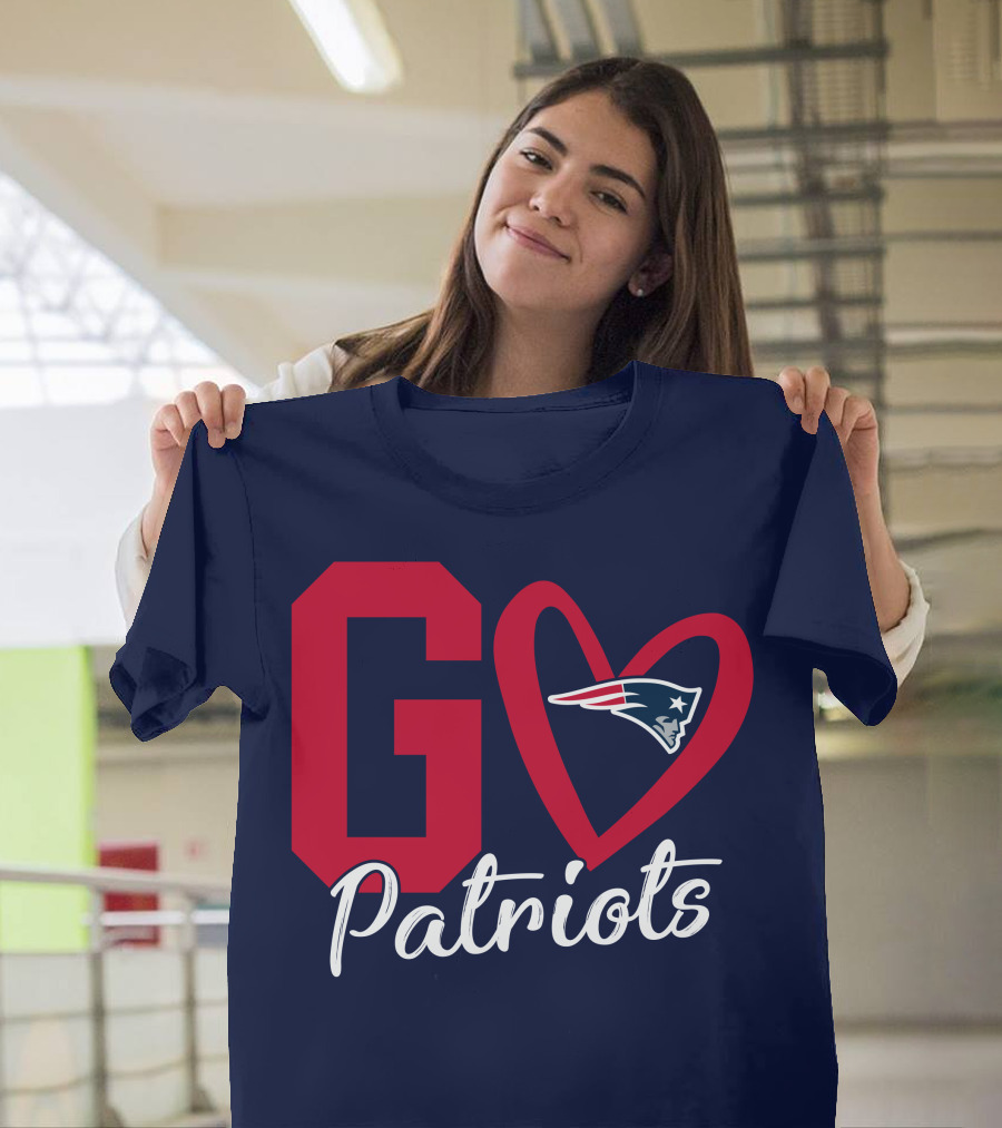 Go Patriots New England Patriots Logo Heart T-Shirt