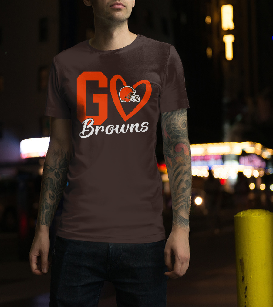 GO Heart Browns Football Helmet T-Shirt