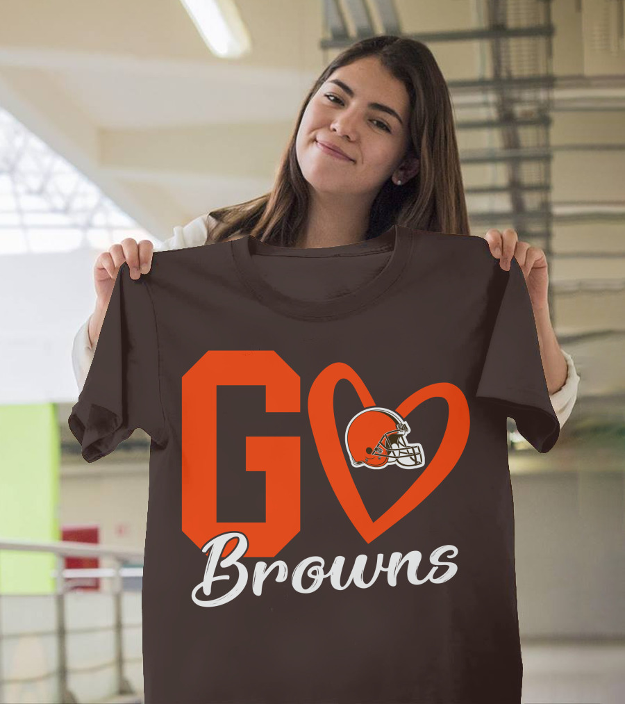 GO Heart Browns Football Helmet T-Shirt