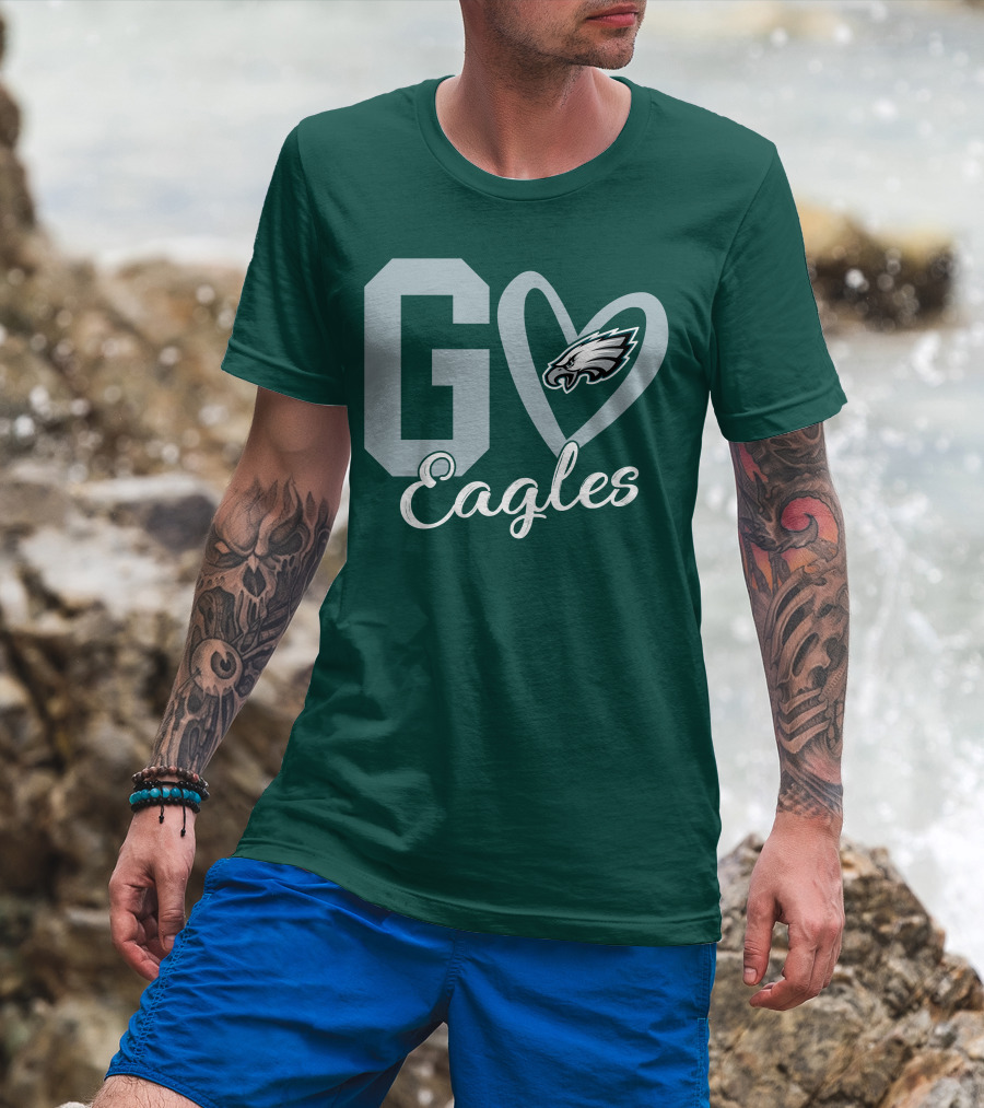 Go Eagles Philadelphia Eagles Logo Heart T-Shirt
