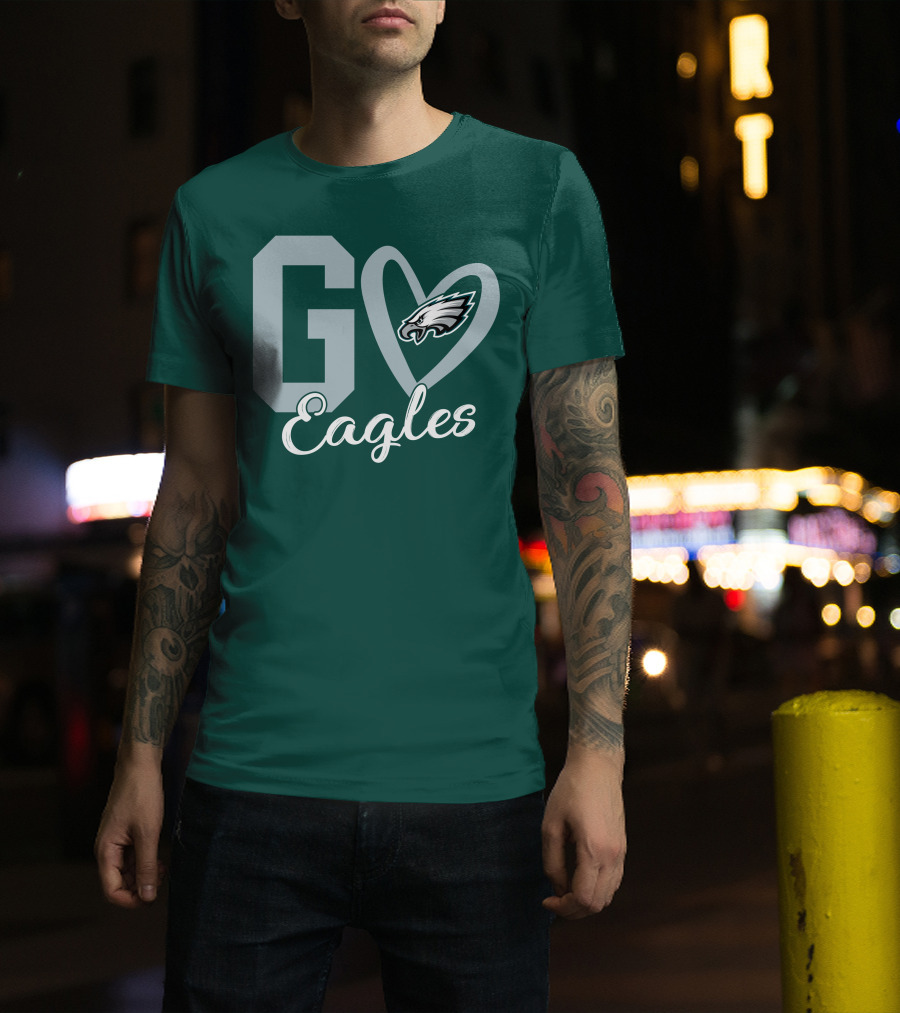 Go Eagles Philadelphia Eagles Logo Heart T-Shirt