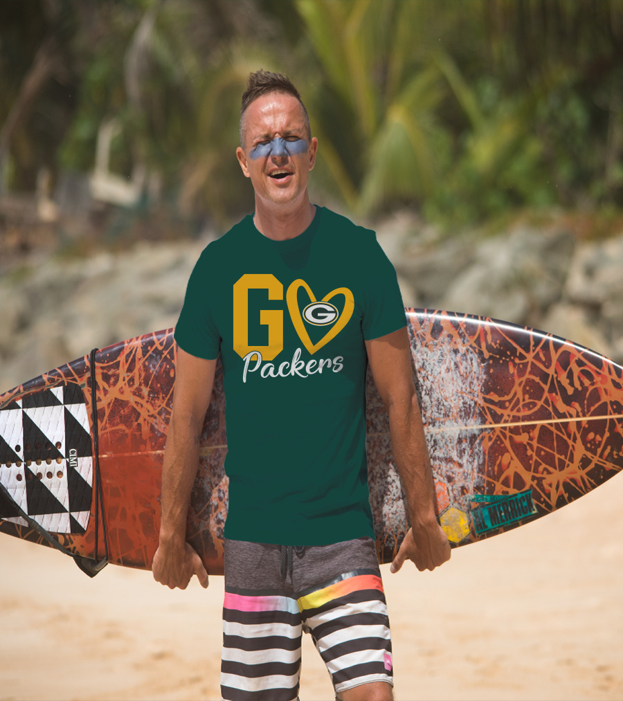 Go Packers Heart Logo Green Bay Enthusiasm T-Shirt