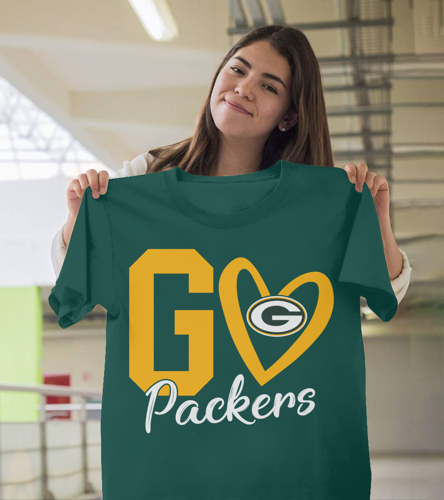 Go Packers Heart Logo Green Bay Enthusiasm T-Shirt