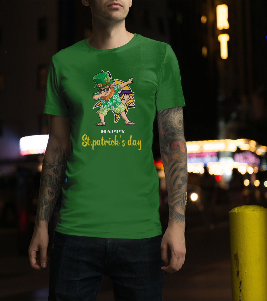 Happy St. Patrick's Day Dabbing Leprechaun Minnesota Vikings T-Shirt