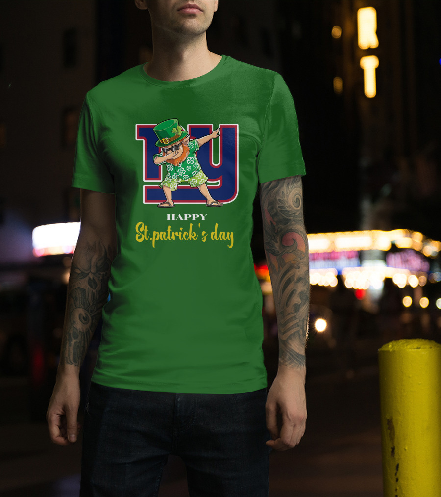 Happy St. Patrick's Day New York Giants Dabbing Leprechaun T-Shirt