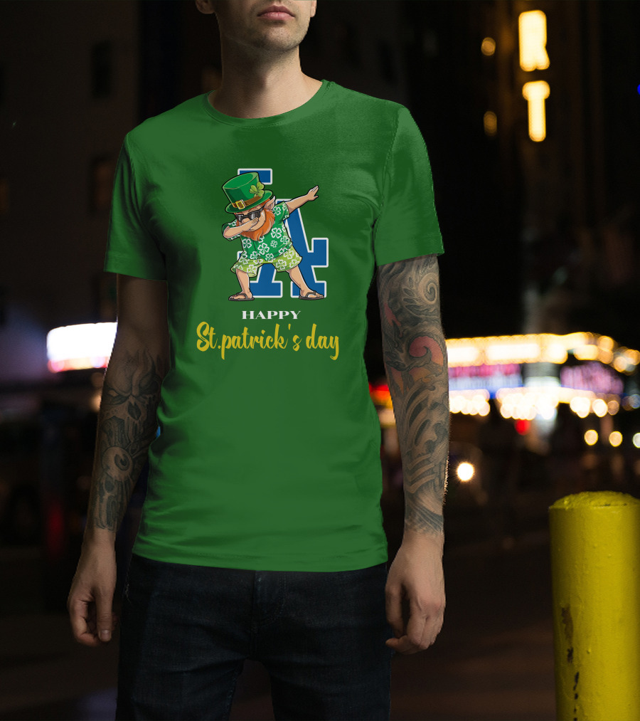 Happy St. Patrick's Day Los Angeles Dodgers Dabbing Leprechaun T-Shirt