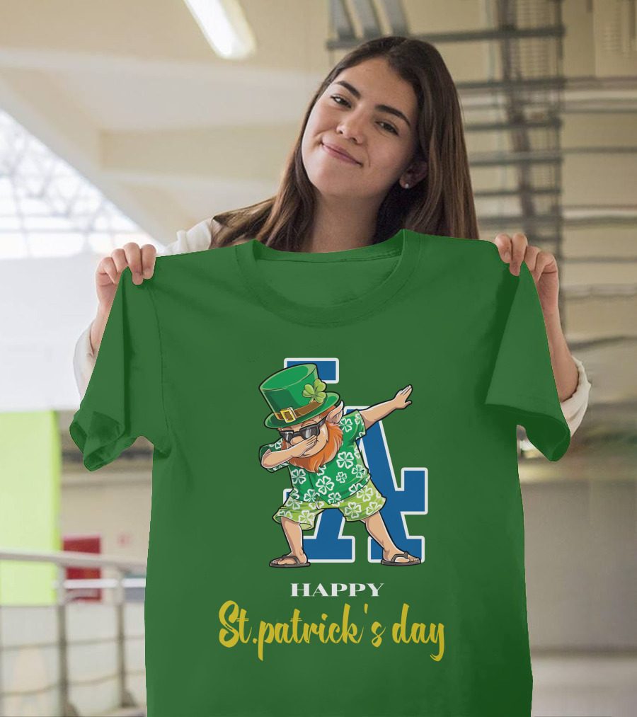 Happy St. Patrick's Day Los Angeles Dodgers Dabbing Leprechaun T-Shirt