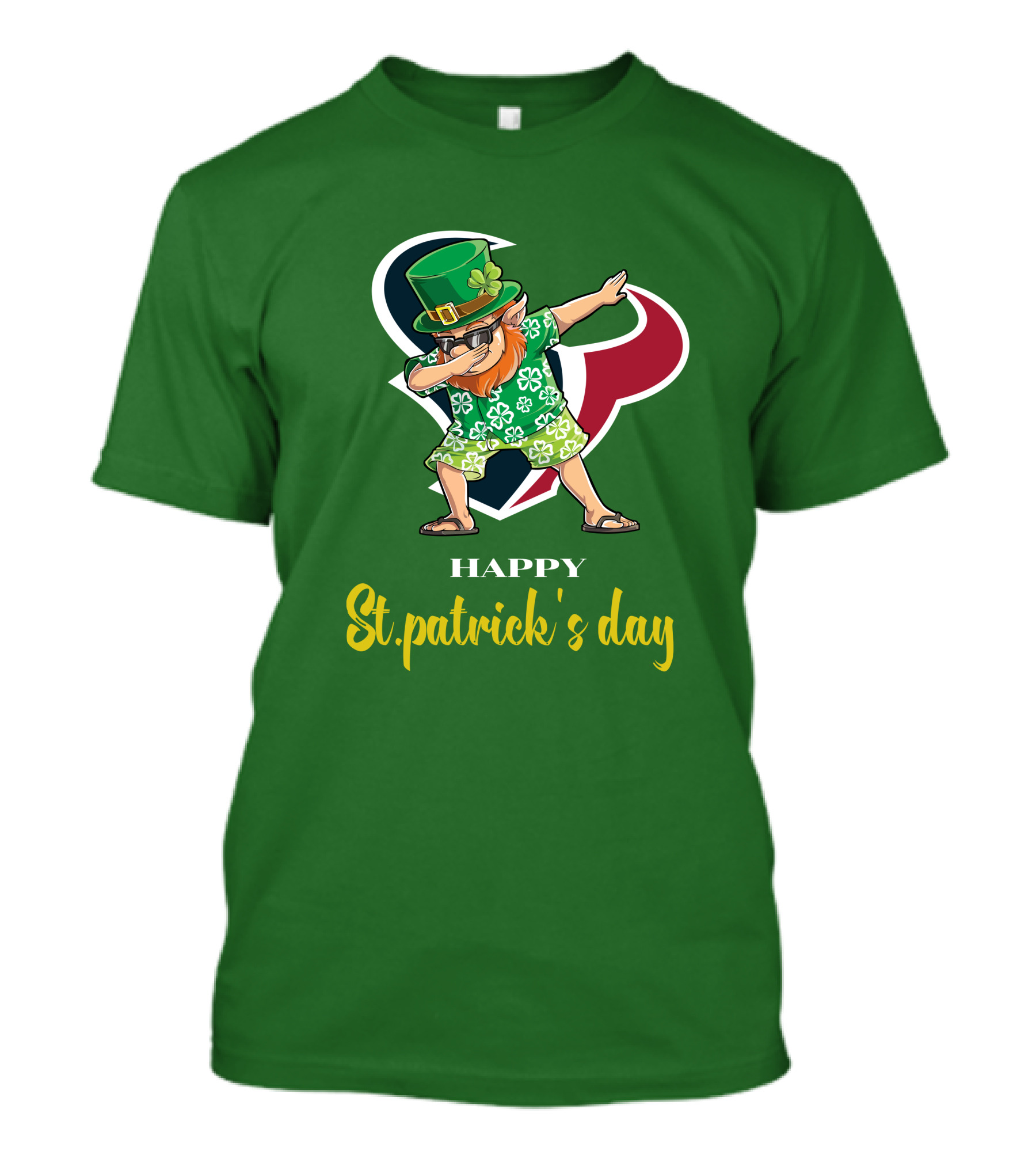 Houston Texans Happy St. Patrick's Day Dabbing Leprechaun T-Shirt
