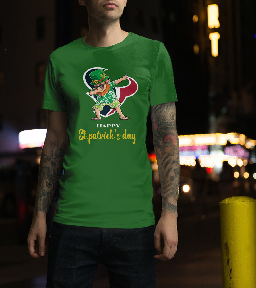 Houston Texans Happy St. Patrick's Day Dabbing Leprechaun T-Shirt