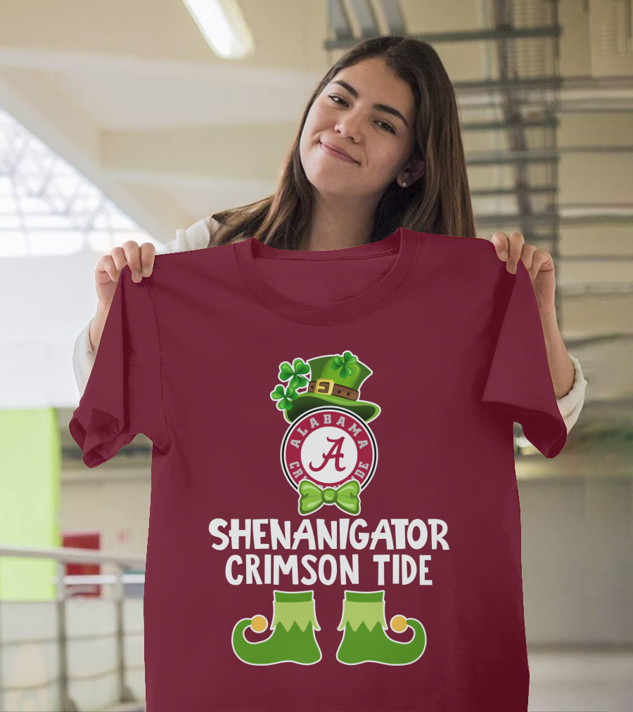 Shenanigator Alabama Crimson Tide St. Patrick's Day Funny Leprechaun T-Shirt