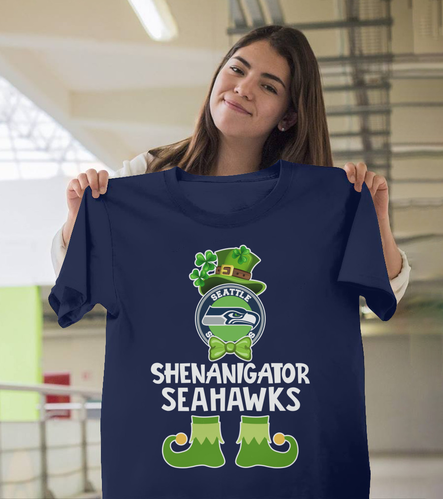 Shenanigator Leprechaun St. Patrick's Day Seattle Seahawks T-Shirt