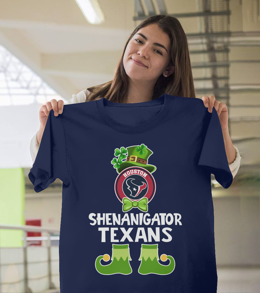 Shenanigator Houston Texans Leprechaun St. Patrick's Day T-Shirt