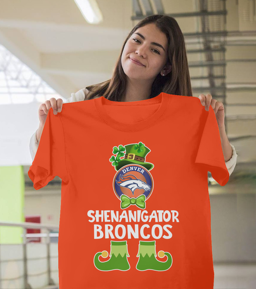 Shenanigator Denver Broncos Funny Leprechaun St. Patrick's Day T-Shirt