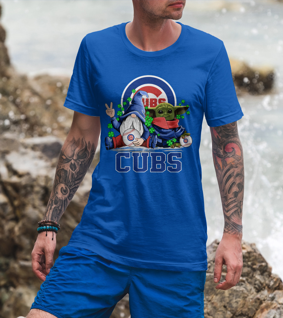Chicago Cubs Leprechaun Gnome Baby Yoda Baseball Clover T-Shirt