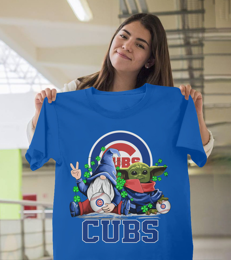 Chicago Cubs Leprechaun Gnome Baby Yoda Baseball Clover T-Shirt