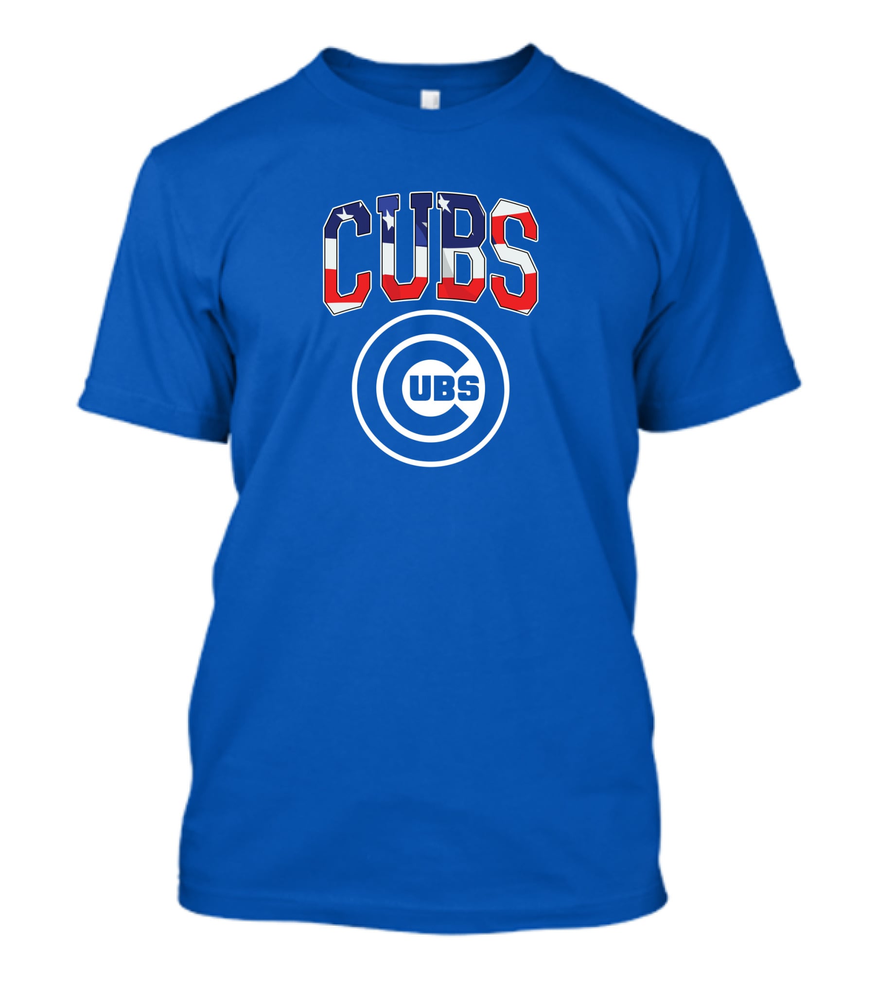 Chicago Cubs Stars And Stripes Logo CUBS Text American Flag Colors T-Shirt