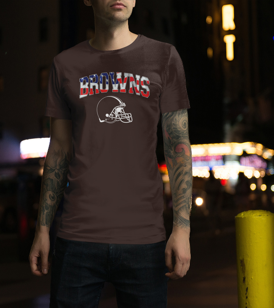 Browns American Flag Helmet T-Shirt