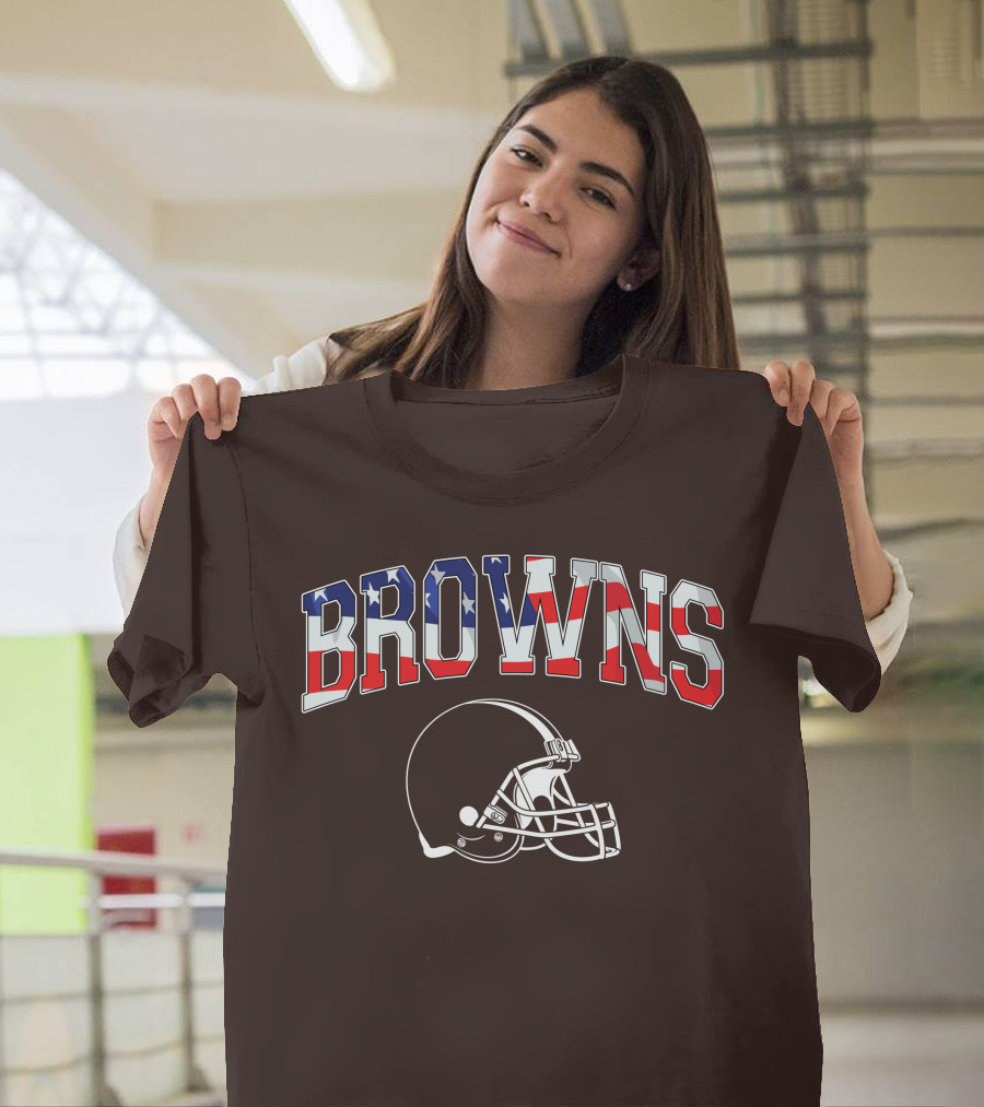 Browns American Flag Helmet T-Shirt
