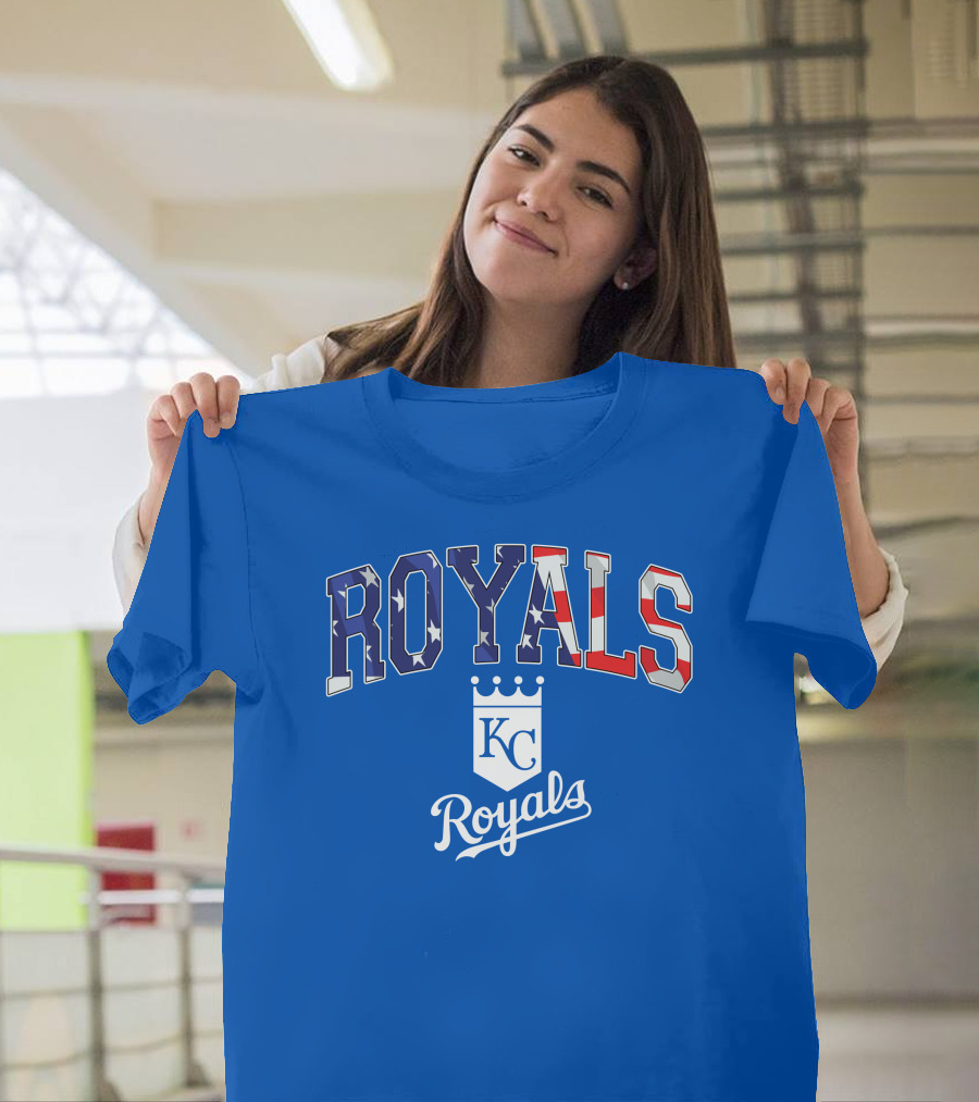 Kansas City Royals KC American Flag Logo Royals T-Shirt