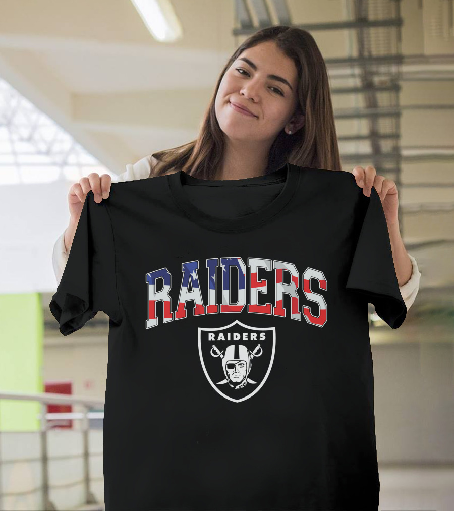 Raiders American Flag Shield T-Shirt