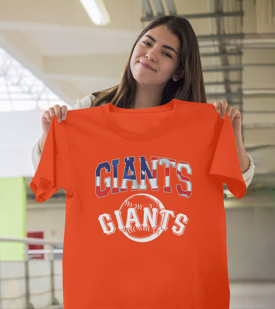 San Francisco Giants American Flag Baseball Letters USA T-Shirt