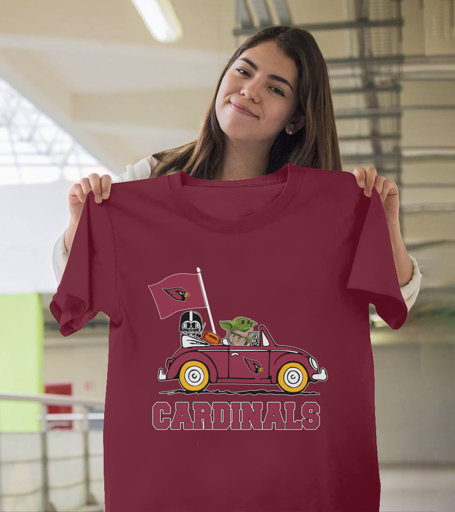 Arizona Cardinals Darth Vader Baby Yoda Car Star Wars T-Shirt