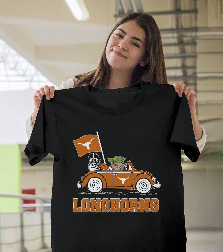 Longhorns Darth Vader Baby Yoda Driving T-Shirt