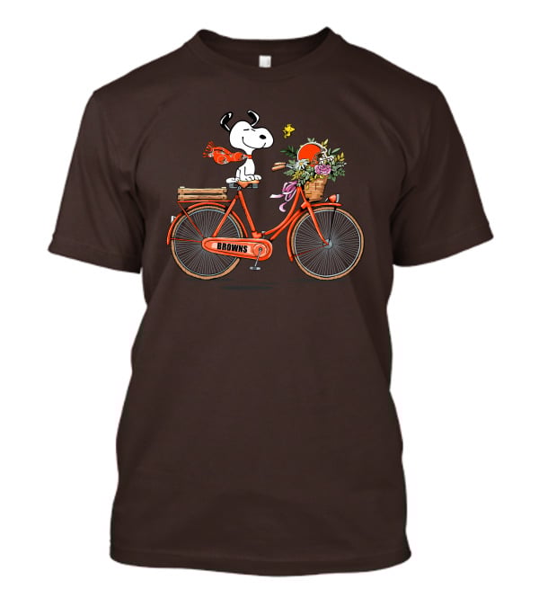 Cleveland Browns Snoopy Woodstock Flower Bicycle T-Shirt