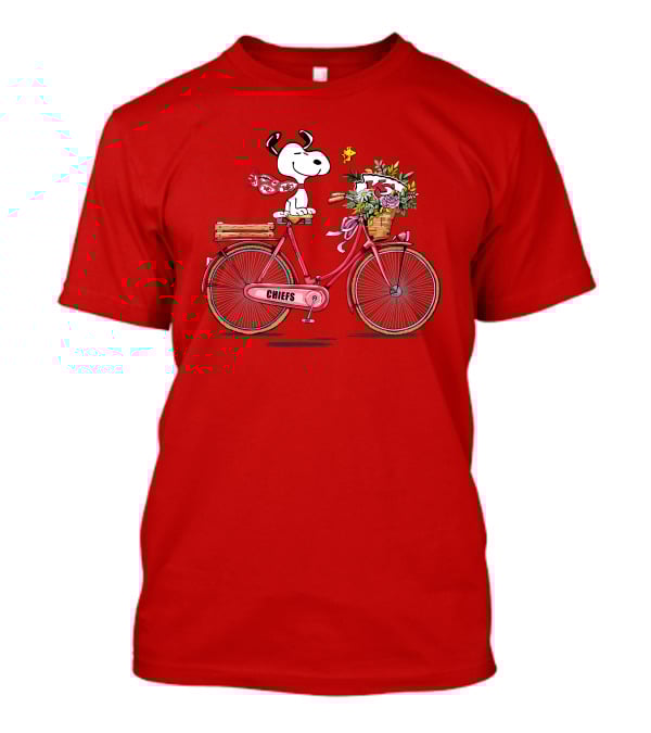 Kansas City Chiefs Snoopy Bicycle Flowers T-Shirt