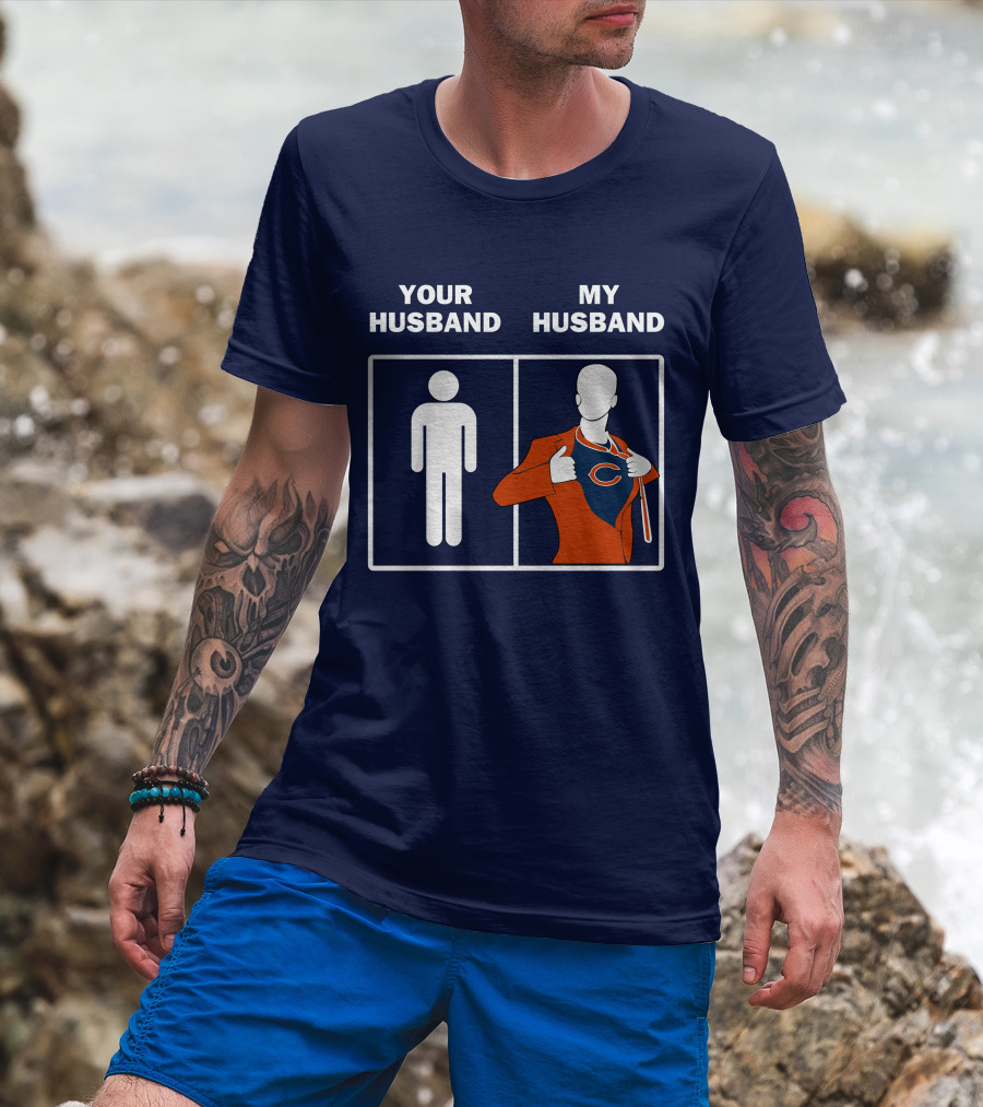 Chicago Bears My Husband Superman Logo Parody Your Husband T-Shirt