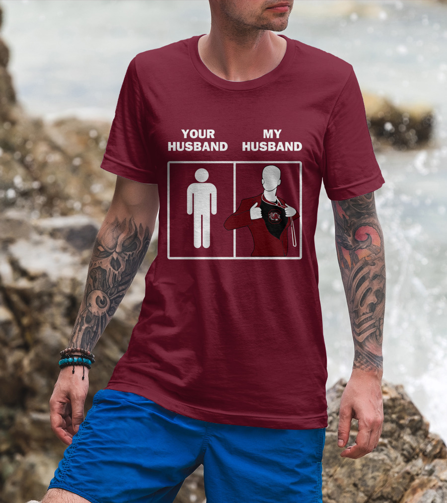 South Carolina Gamecocks Your Husband My Husband Sports Fan Comparison T-Shirt