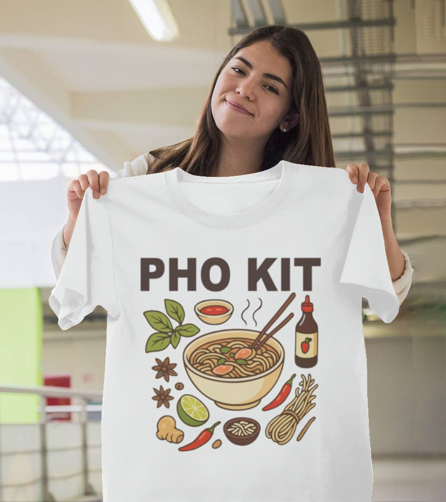 Pho Kit Noodle Bowl With Ingredients And Chopsticks T-Shirt