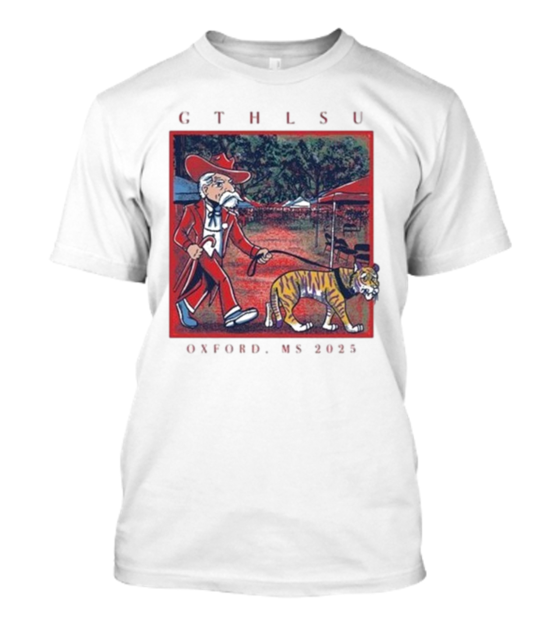 GTH LSU Rebel Walking Tiger Oxford MS 2025 T-Shirt
