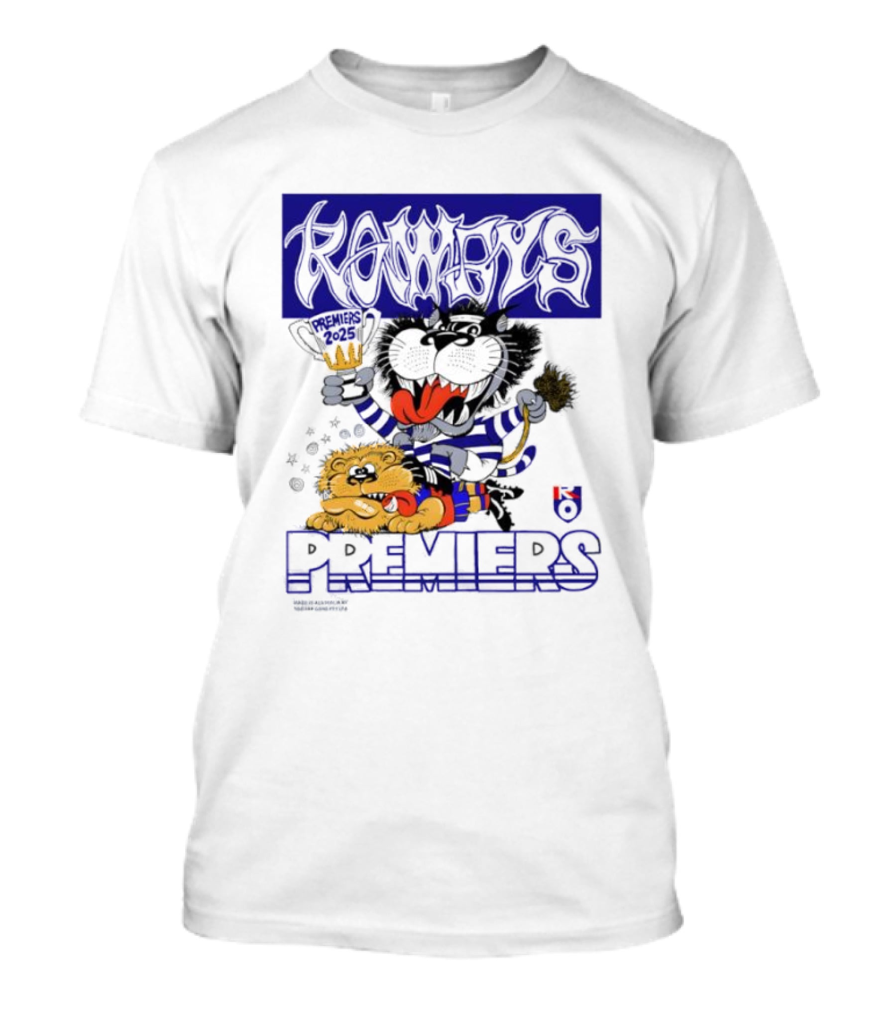 Geelong Cats Rowdys AFL Grand Finals 2025 Premiers Champions Cartoon Style T-Shirt