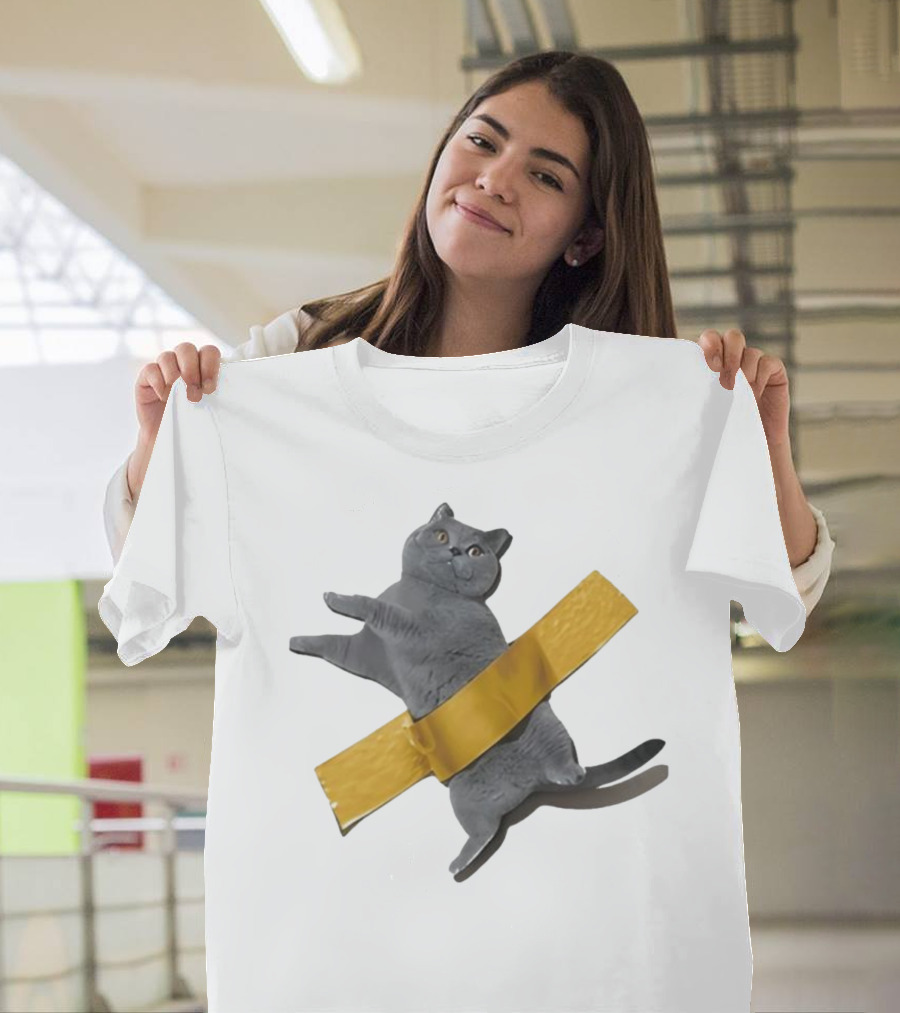 Tape Cat Joke Humor Duct Tape Gag T-Shirt