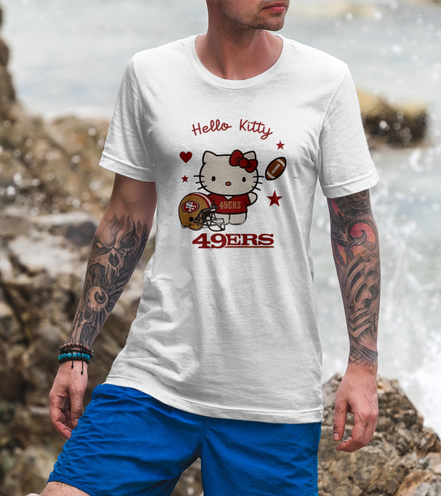 Hello Kitty 49ers Collaboration San Francisco Football Helmet T-Shirt