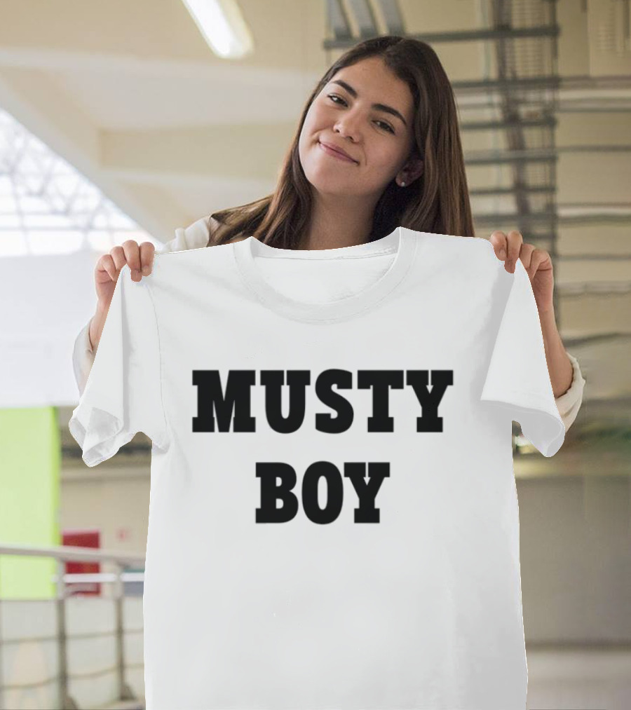 Musty Boy Fun Doodle Typography Hand-Drawn Sketch Style T-Shirt