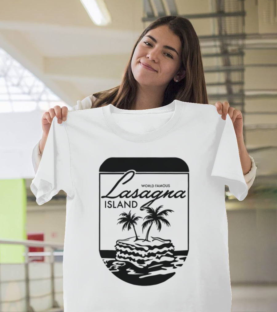 World Famous Lasagna Island Cat Cartoon Comic Humor Retro Style T-Shirt