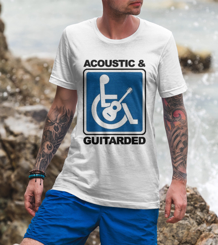 Acoustic And Guitarded Wheelchair Symbol Guitar Icon T-Shirt