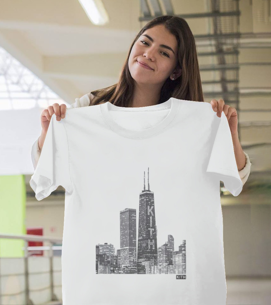 Kith Chicago Skyline Merchandise Featuring Iconic Skyscraper Artwork T-Shirt