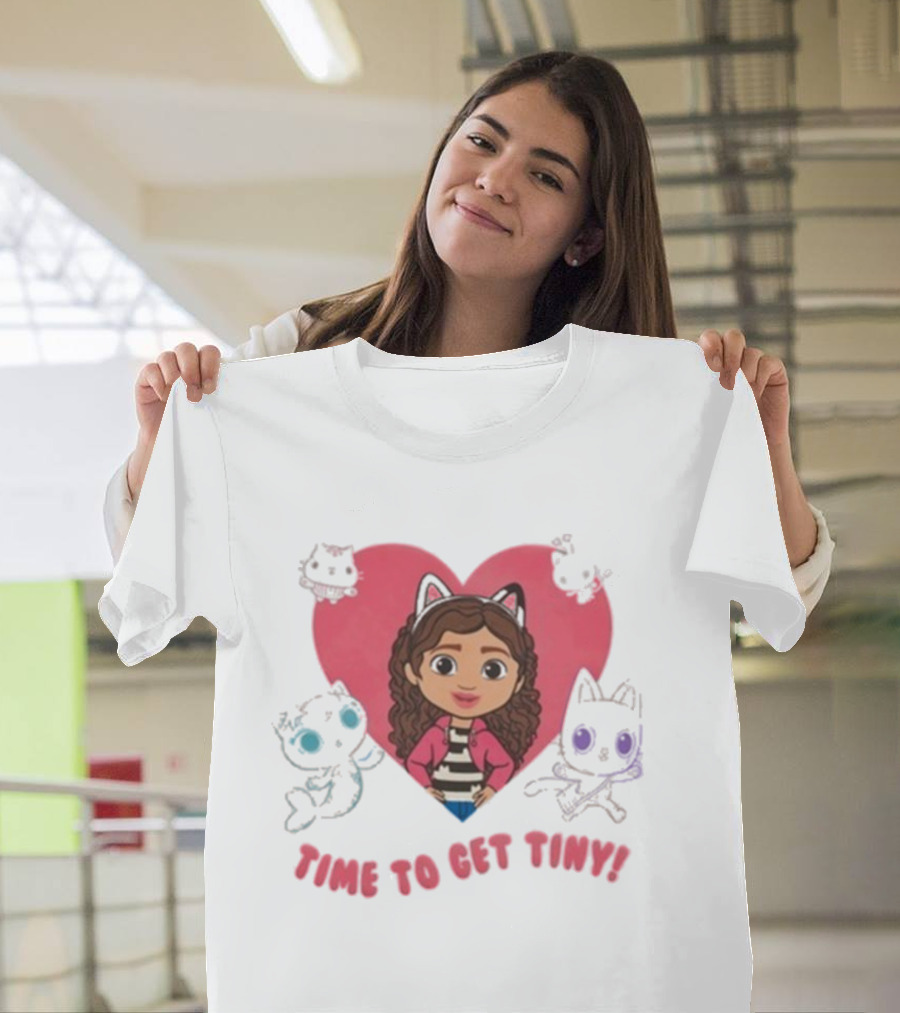 Time To Get Tiny Gabby’s Dollhouse Heart And Cats Characters T-Shirt