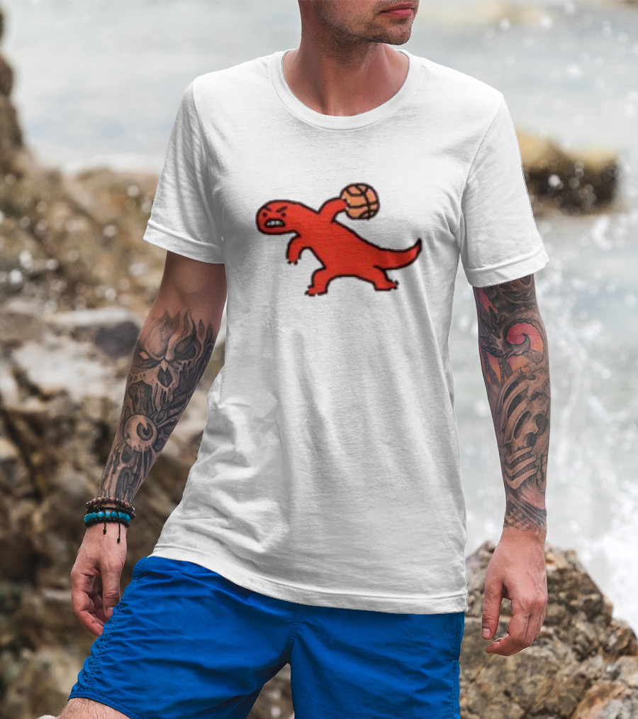 Dino Paint Luxe Red Dinosaur Basketball T-Shirt
